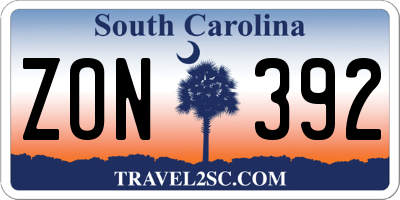 SC license plate ZON392