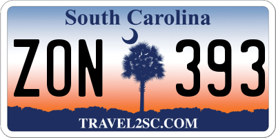 SC license plate ZON393