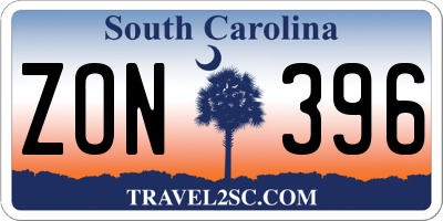 SC license plate ZON396