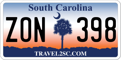 SC license plate ZON398