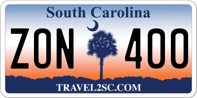 SC license plate ZON400