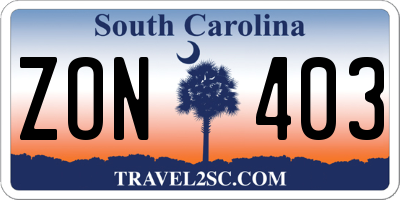 SC license plate ZON403