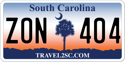 SC license plate ZON404