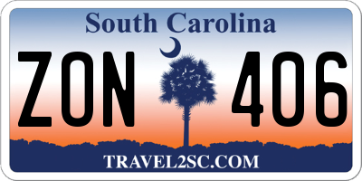 SC license plate ZON406