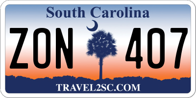 SC license plate ZON407
