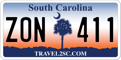 SC license plate ZON411