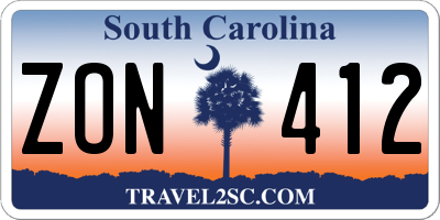 SC license plate ZON412