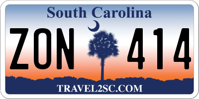 SC license plate ZON414