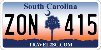 SC license plate ZON415