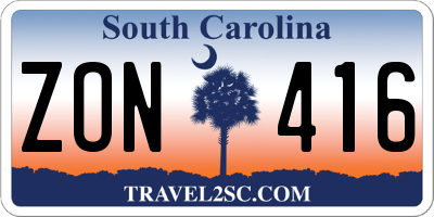 SC license plate ZON416