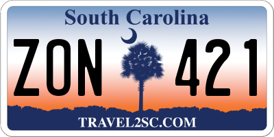 SC license plate ZON421
