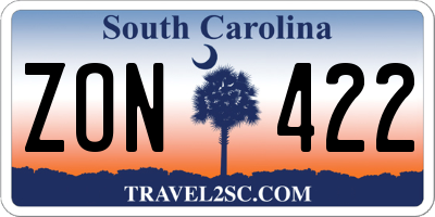 SC license plate ZON422