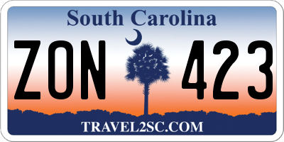 SC license plate ZON423