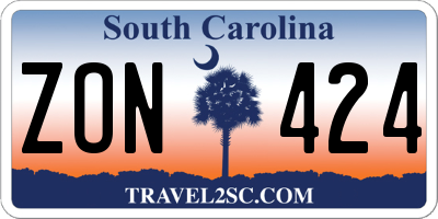 SC license plate ZON424