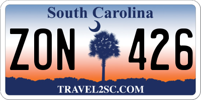 SC license plate ZON426