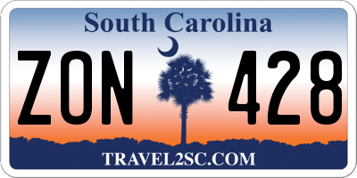 SC license plate ZON428