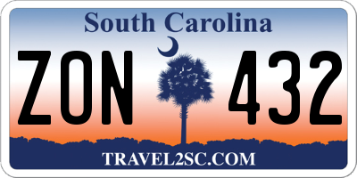 SC license plate ZON432