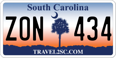 SC license plate ZON434