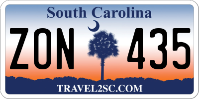 SC license plate ZON435