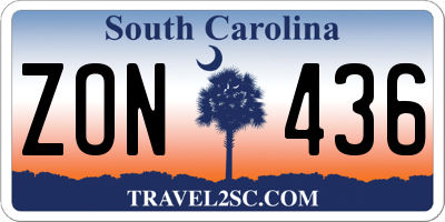 SC license plate ZON436