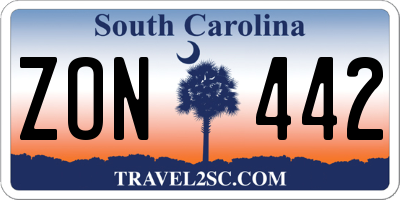 SC license plate ZON442