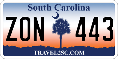 SC license plate ZON443