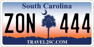 SC license plate ZON444
