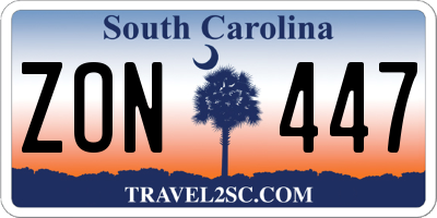 SC license plate ZON447