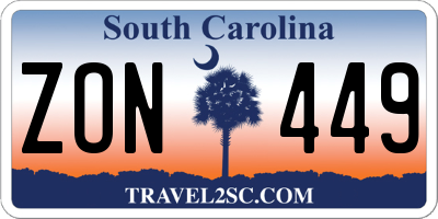 SC license plate ZON449