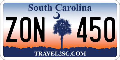 SC license plate ZON450
