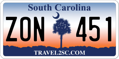 SC license plate ZON451