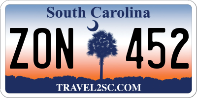 SC license plate ZON452