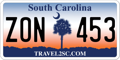 SC license plate ZON453