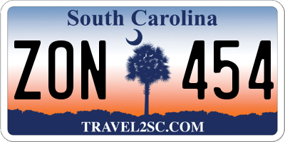 SC license plate ZON454