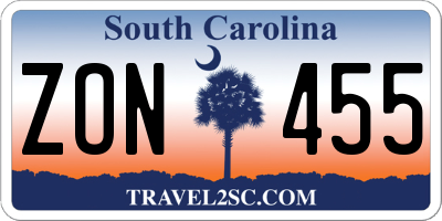 SC license plate ZON455