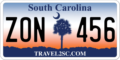 SC license plate ZON456