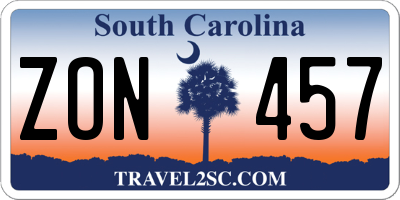 SC license plate ZON457