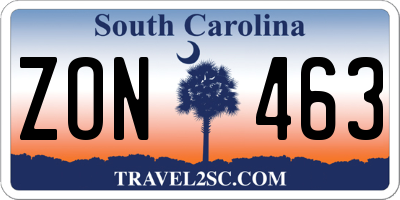 SC license plate ZON463