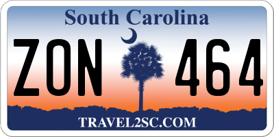 SC license plate ZON464