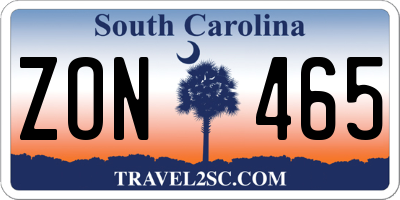 SC license plate ZON465