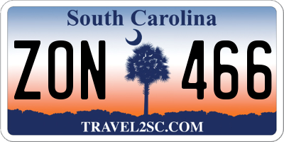 SC license plate ZON466