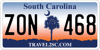 SC license plate ZON468
