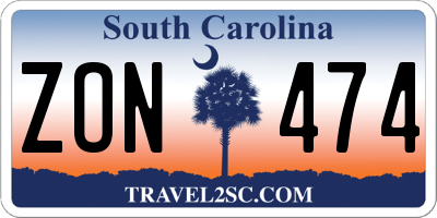 SC license plate ZON474