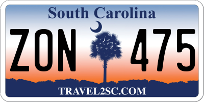 SC license plate ZON475