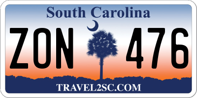 SC license plate ZON476