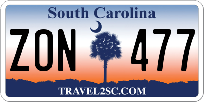 SC license plate ZON477