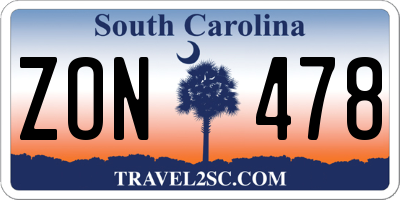 SC license plate ZON478