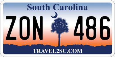 SC license plate ZON486