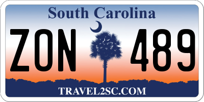 SC license plate ZON489