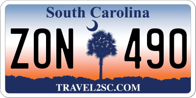 SC license plate ZON490